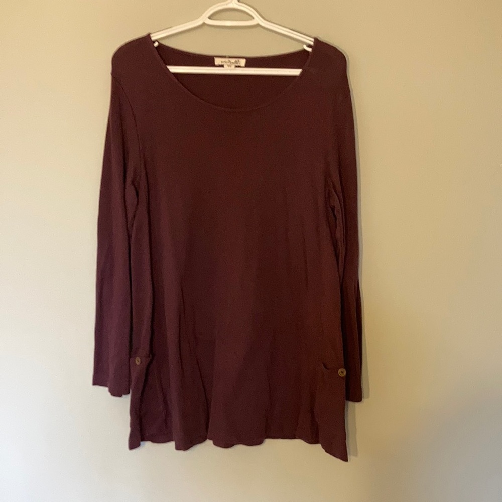 Mauve cotton tunic with button detail
